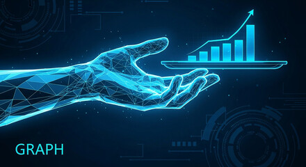 Poster - Stock market analysis and investment growth strategy with digital graph and data visualization concept design