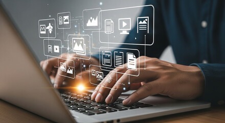 Poster - Digital document management system cloud storage solutions for business productivity and efficiency