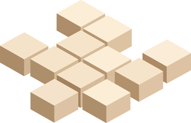 Poster - Isometric beige cubes abstract geometric vector pattern design in minimal style for creative projects and backgrounds