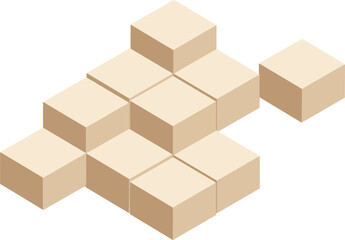 Poster - Isometric beige 3d cubes stacked in geometric abstract pattern vector design illustration