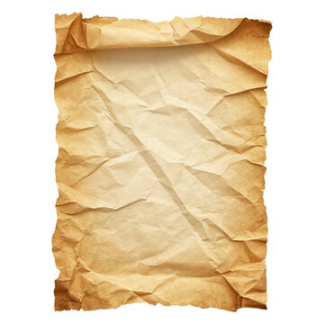 Old sheet of paper with worn edges. digital illustration. Yellowed sheet of parchment, isolated on white background. Can be used in cards, flyers and invitations