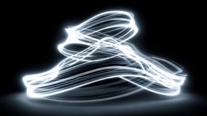 Poster - Long Exposure Light Art of Illuminated Silver Lines in Motion Abstract