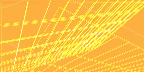 Poster - Dynamic abstract background with intersecting yellow lines on an orange backdrop creating a geometric pattern with motion and dimension.