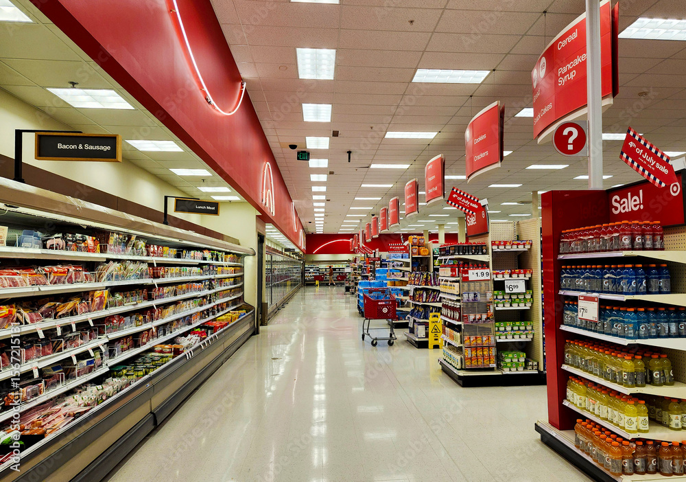 Interior of Target store grocery department, VA, USA Stock Photo ...