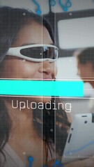 Poster - Animation of scope scanning and data processing over woman wearing vr headset