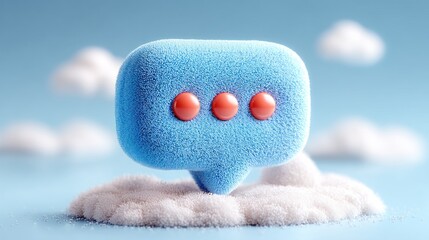 Poster - Fluffy Blue Speech Bubble on Cloud Nine: A 3D Render of Communication