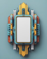 Poster - intricate art deco design with a central empty frame