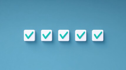 Poster - Checklist for Goal Setting. Five checkmarks on a blue background representing approval and success.