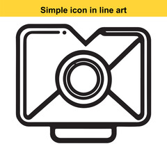 Fototapete - Stylized Computer Monitor Icon with Circular Element in Black and White