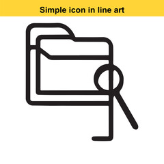 Fototapete - Folder with Magnifying Glass Icon Data Search and File Management Concept