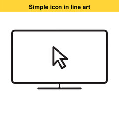 Fototapete - Computer Monitor with Cursor A Simple Line Art Illustration