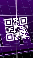 Poster - Animation of graphs and qr code on violet background