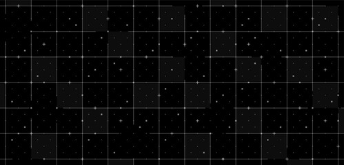 Leinwandbilder - Futuristic blueprint grid with black background and digital wireframe mesh. Abstract HUD interface in hi tech style. Perfect for sci fi UI, cyber presentation, VR data design or techno game screen.