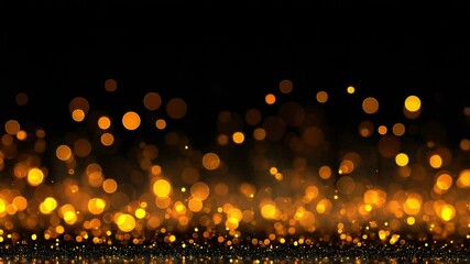 Poster - Sparkling Golden Bokeh Effect with Glittering Light Particles Background