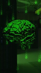 Poster - Animation of data processing and digital brain over server room