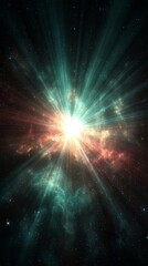 Wall Mural - Cosmic Explosion in Teal and Red Nebula