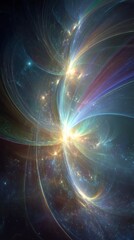 Wall Mural - Cosmic Energy Burst: Abstract Space Artwork with Vibrant Colors and Bright Glowing Stars