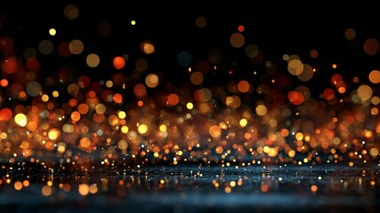 Poster - Sparkling Glittering Bokeh Lights with Warm Golden and Red Hues for Festive Celebrations