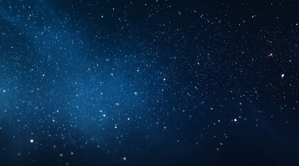 Wall Mural - Dark Blue Night Sky with Sparkling Stars and Light Beams