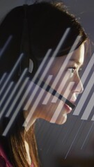 Poster - Animation of financial data processing over asian businesswoman working in office