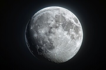 Wall Mural - Detailed Gray Moon in a Dark Space