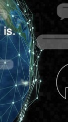 Poster - Animation of ai chat and data processing over globe and connections