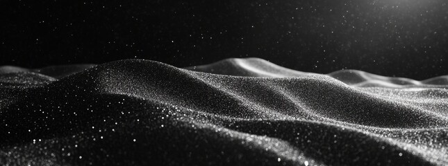 Wall Mural - Grayscale Abstract Particle Landscape with Subtle Light and Dark Waves