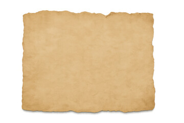 Poster - Weathered parchment sheet featuring ragged edges, resting on transparent backdrop, offering pristine area for creative text placement