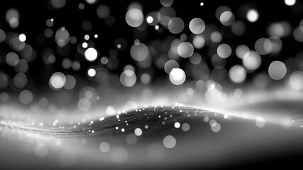 Poster - Elegant abstract black and white bokeh lights with flowing particles for digital backgrounds