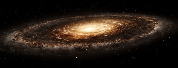 Wall Mural - Spiral Galaxy in Dark Space: A Cosmic Tapestry of Brown and Gold