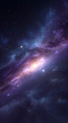 Wall Mural - Vibrant Purple Galaxy with Bright Nebula and Starfield