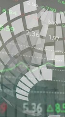 Poster - Animation of financial data processing over grid and dark background