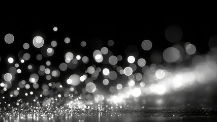 Poster - Sparkling Light Particles with Bokeh Effect in Black and White for Visual Design