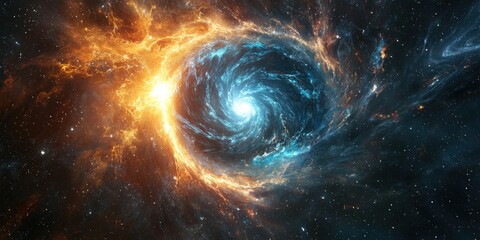 Wall Mural - A celestial gateway where cosmic forces spiral into a radiant explosion of light.