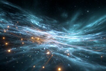 Wall Mural - Abstract Cosmic Nebula with Glowing Particles and Stars