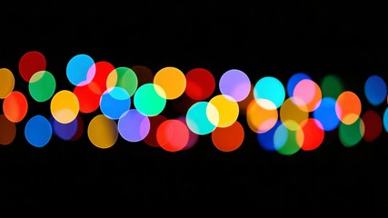 Poster - Colorful Bokeh Lights with Vibrant Circular Patterns on Black Background