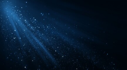 Wall Mural - Blue Light Rays with Glitter on Dark Background