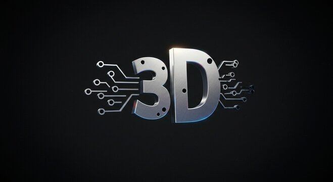 Modern 3 d text graphic with circuit elements