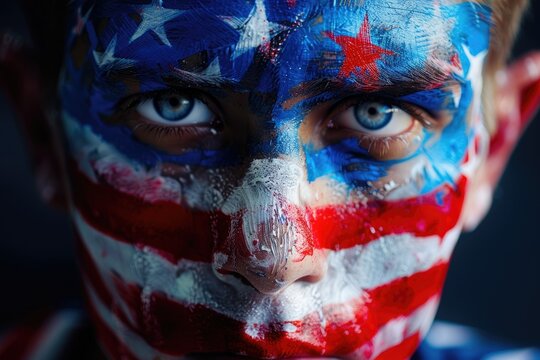 detailed color image of Composite image of usa football fan in face paint