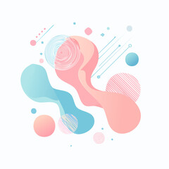 Leinwandbilder - Abstract composition featuring flowing shapes in pastel pink and blue hues, with geometric accents.