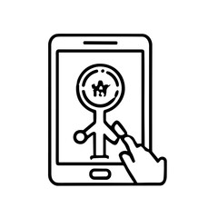 Poster - Smartphone screen displaying a digital figure being interacted with by a finger.