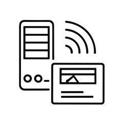 Fototapete - Data transfer from computer to digital device via wireless connection.