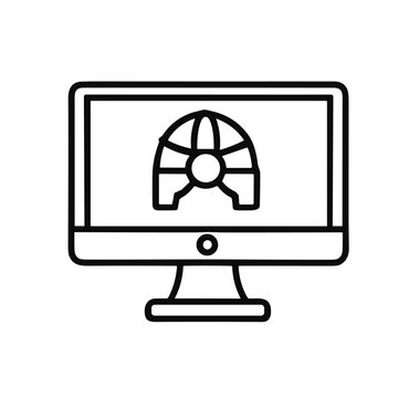 A computer monitor displaying a stylized globe icon, representing global connection.