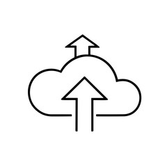 Fototapete - Simple line art graphic of an upload cloud icon.