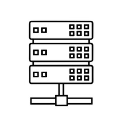 Fototapete - Simple black and white illustration of a stacked server rack, connected.