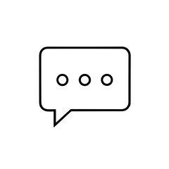 Poster - Simple black and white illustration of a speech bubble with ellipsis, representing communication.