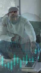 Poster - Animation of statistics and data processing over diverse business people