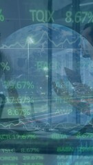 Poster - Animation of stock market data processing over diverse male and female colleagues discussing