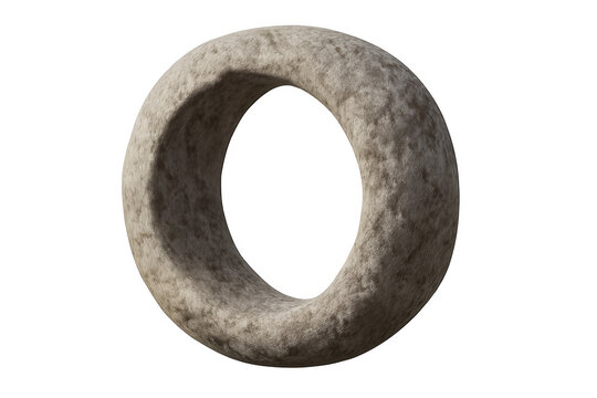 Smooth stone torus rotating, generating dynamic visual movement against transparent backdrop