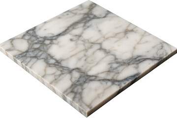 Poster - White marble slab with gray veins isolated on transparent background, perfect for architecture visualization or interior design projects